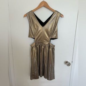 Metallic party dress with V-neck